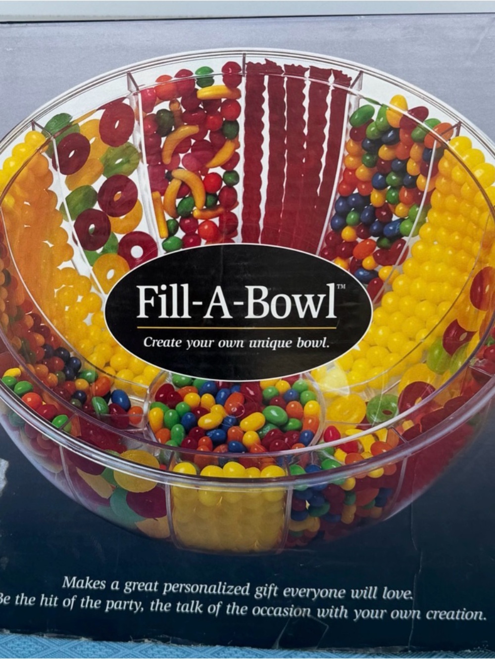 QVC Fill-A-Bowl Customizable Clear Acrylic Party ServiBowl 12” Boxed discontinue